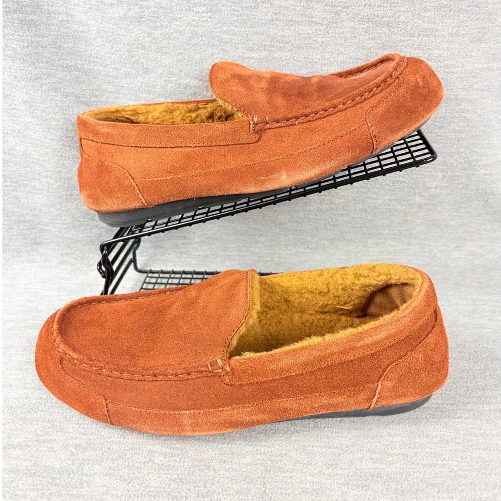 Samuel Hubbard Driver Slippers Mens 11 W Brown Nutmeg Suede Shearling Lined